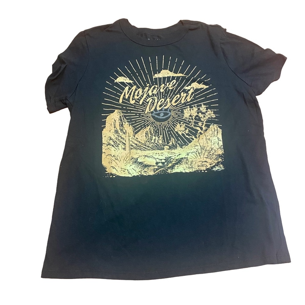Zoe + Liv Black Tee with Gold Mojave Desert Graphic